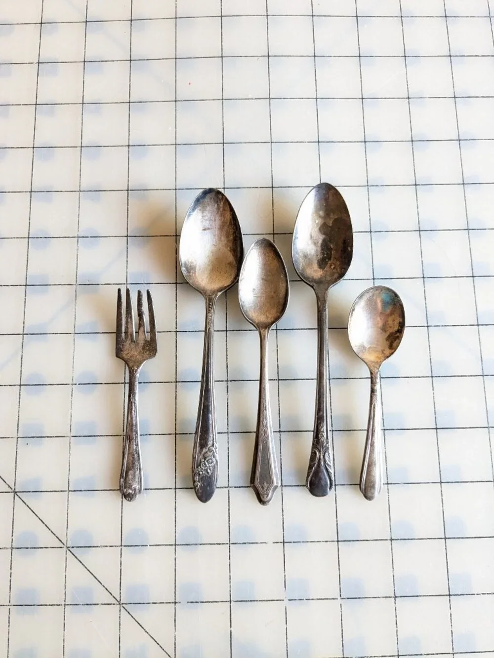 Set of 5 Silverplate Flatware - Spoons and a Fork Vintage